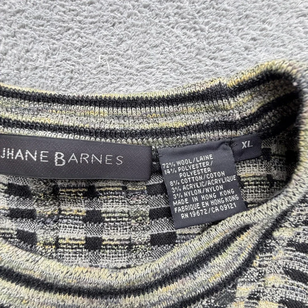 Jhane‎ Barnes Sweater Mens XL Gray Check Crew Neck Pullover Heavyweight